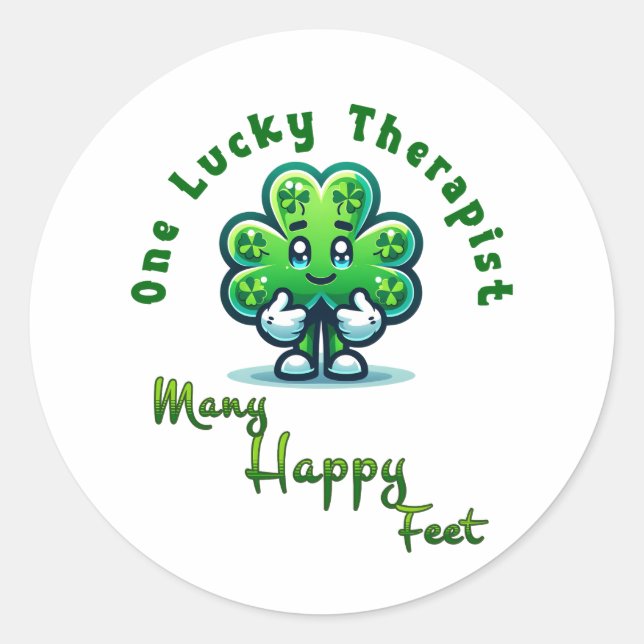 Sticker Rond Un thérapeute chanceux St. Patrick’s Day Fun Desig (Devant)
