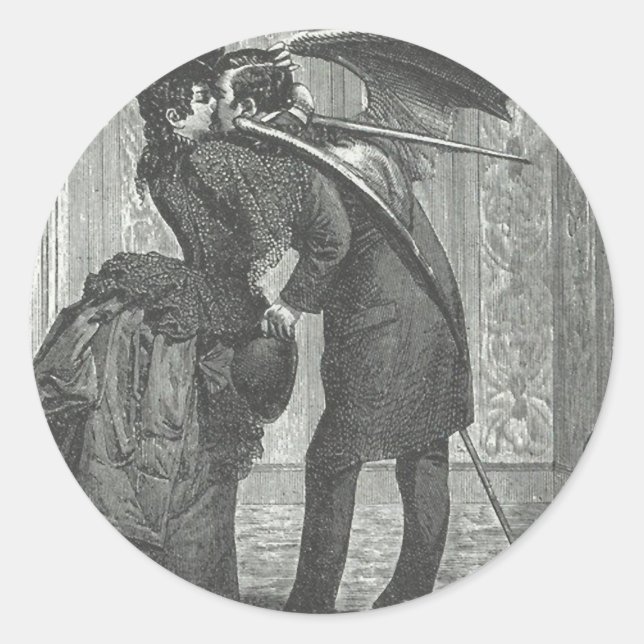 Sticker Rond Un vampire victorien/gothique à ailes baiser (Devant)