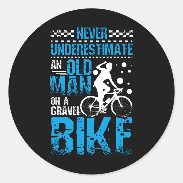 Sticker Rond Un Vieux Homme En Vélo De Gravier (Devant)