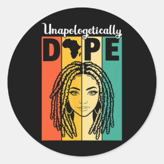 Sticker Rond Unapologetically Drug Black History Loc'd Woman Gi
