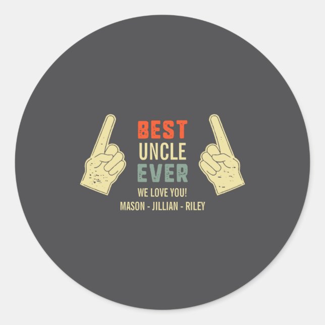 Sticker Rond Uncle Ever Inting Finger Niece Nephew Names  (Devant)
