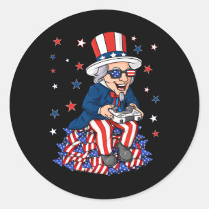 Sticker Rond Uncle Sam Contrôleur De Jeu 4 juillet Garçons Enfa