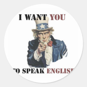 STICKER ROND UNCLE SAM SPEAK PRODUITS ANGLAIS