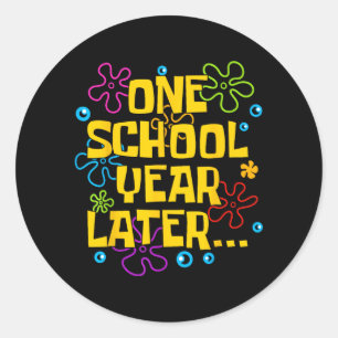 Sticker Rond Une année scolaire plus tard Été Dernier jour d'éc