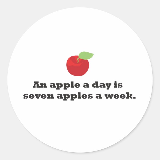 Sticker Rond Une Apple A Day est 7 pommes par semaine (Devant)