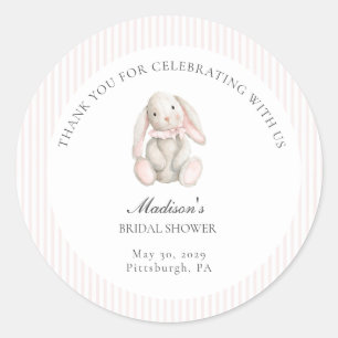 Sticker Rond Une Baby Shower Douce Rose Some Bunny