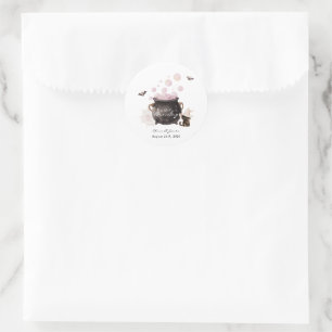 Sticker Rond Une Baby Shower Halloween : Un Bébé en Route