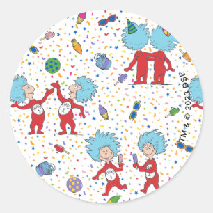 Sticker Rond Une chose deux Motif de fête