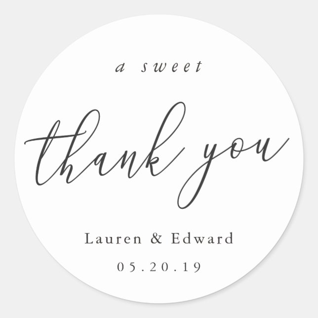 Sticker Rond Une douce Fête des mariées de Merci Faveur mariage (Devant)