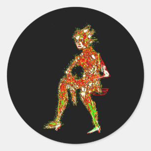 Sticker Rond Une femme assise