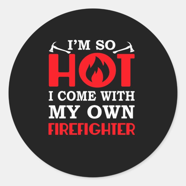 Sticker Rond Une Femme Fille Pompière Venue Avec Elle (Devant)