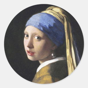 Sticker Rond Une fille avec une perle, Jan Vermeer