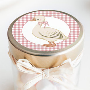 Sticker Rond Une fille d'oie sotte Cottagecore rose