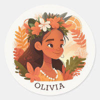 Une fille hawaïenne de dessin animé pour enfants. 