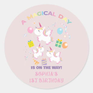 Sticker Rond Une invitation d'anniversaire de licorne magique