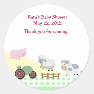 Sticker Rond Une journée sur le Baby shower agricole Favor Stic