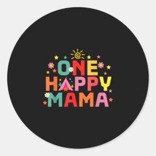 Sticker Rond Une maman heureuse campe 1er anniversaire premier 