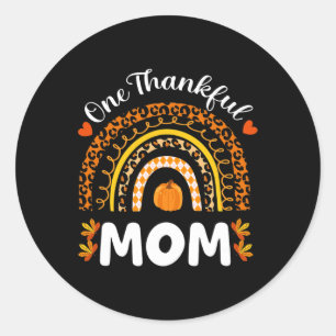 Sticker Rond Une Maman Merci Thanksgiving Rainbow Fall Leopard