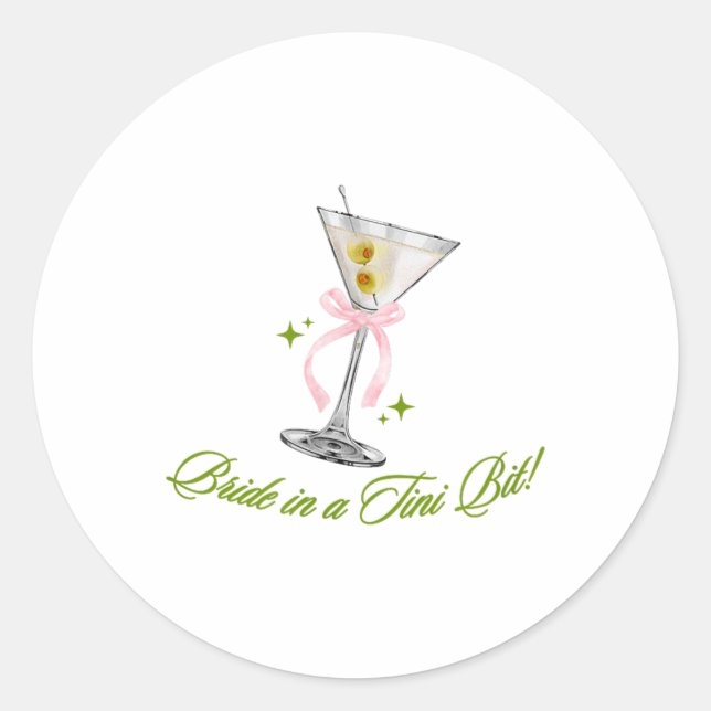 Sticker Rond Une Mariée Dans Un Petit Bit Bride Tail Martini Ba (Devant)