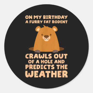 Sticker Rond Une marmotte drôle pour mon anniversaire, un ronge