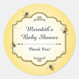 Sticker Rond Une mère d'abeille d'abeille à Baby shower Merci