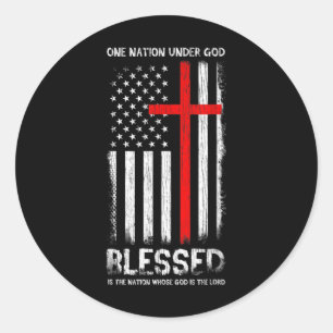 Sticker Rond Une nation sous Dieu USA Patriot vétéran