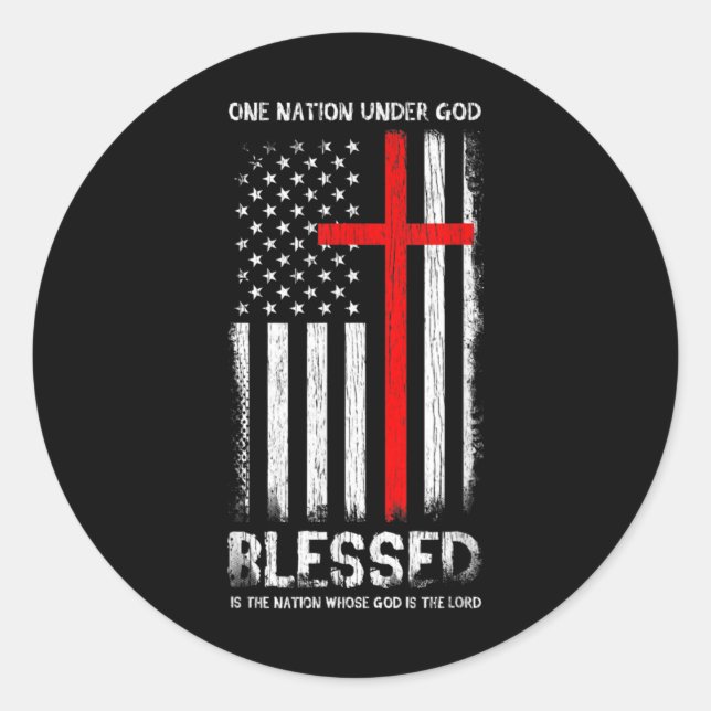 Sticker Rond Une nation sous Dieu USA Patriot vétéran (Devant)