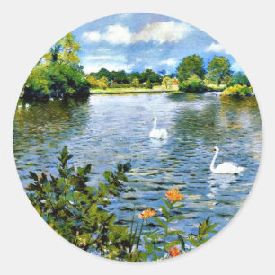 Sticker Rond Une oeuvre d'art sur Long Island Lake