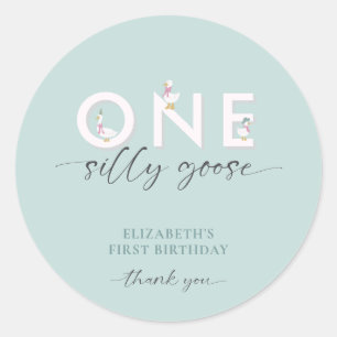 Sticker Rond Une oie bête 1er anniversaire mignonne