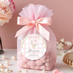 Sticker Rond Une oie sotte Canard rose Vintage 1er anniversaire