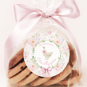 Sticker Rond Une oie sotte rose blush pour la 1re année 