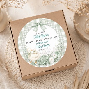 Sticker Rond Une petite Baby Shower Cottagecore Verte D'une Pet