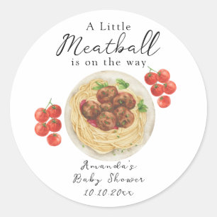 Sticker Rond Une petite boulette de viande est en route Baby Sh