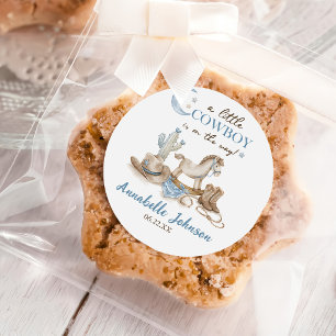 Sticker Rond Une petite douche de bébé cow-boy garçon