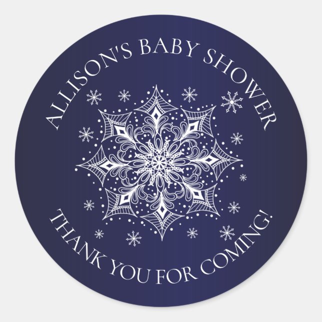 Sticker Rond Une petite douche Merci pour bébé d'hiver (Devant)