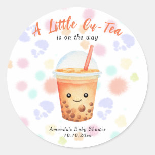 Sticker Rond Une petite fête de bubble tea Cu-Tea pour bébé