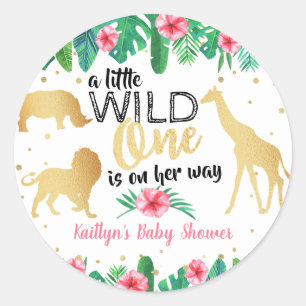 Sticker Rond Une Petite Fille Est En Chemin Filles Baby shower
