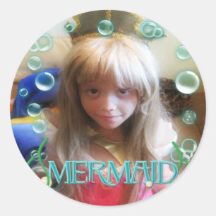 Sticker Rond Une Petite MERMAID de Mer Personnalisez VOTRE PHOT