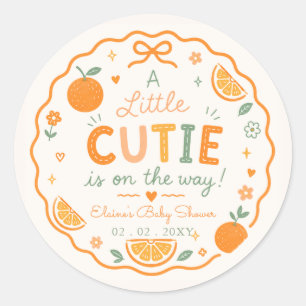 Sticker Rond Une petite mignonne est en route Fête de bébé oran