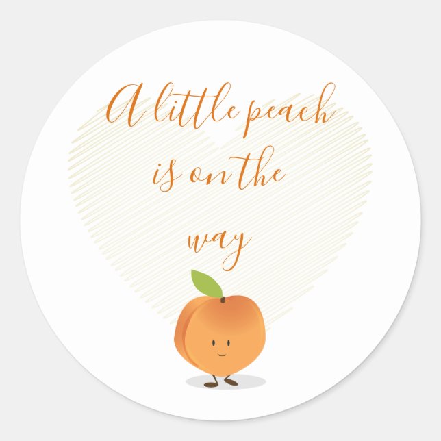 Sticker Rond Une Petite Pêche est en chemin Baby shower (Devant)