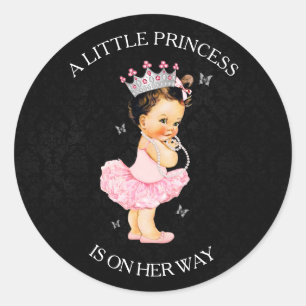 Sticker Rond Une petite princesse est en route Baby Shower