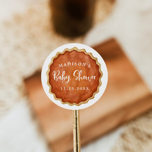 Sticker Rond Une petite tarte mignonne Fête de bébé citrouille 