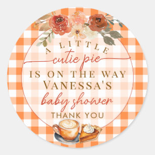 Sticker Rond Une petite tarte mignonne Fleur Florale Automne Ci