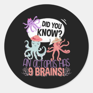 Sticker Rond Une pieuvre a 9 cerveaux - Ocean Lover Faits