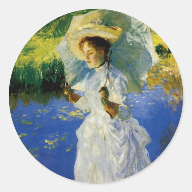 Sticker Rond Une promenade matinale (Devant)