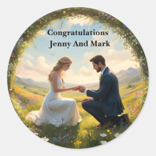 Sticker Rond Une proposition de Mariage magique,