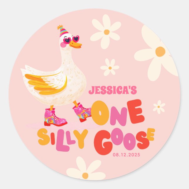 Sticker Rond Une Soirée Pastel Rose Goose pour enfants (Devant)