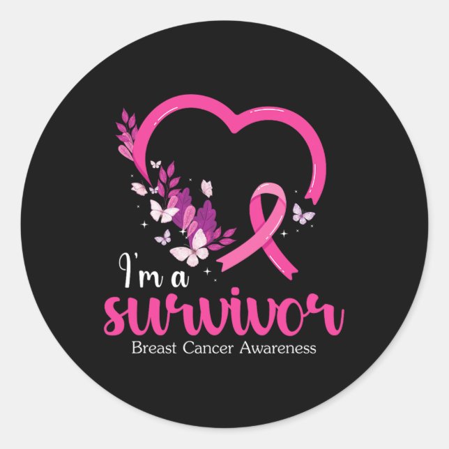 Sticker Rond Une survivante Sensibilisation au cancer du sein F (Devant)