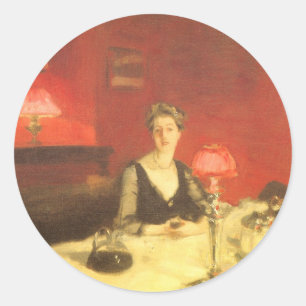 Sticker Rond Une table à dîner la nuit par John Singer Sargent