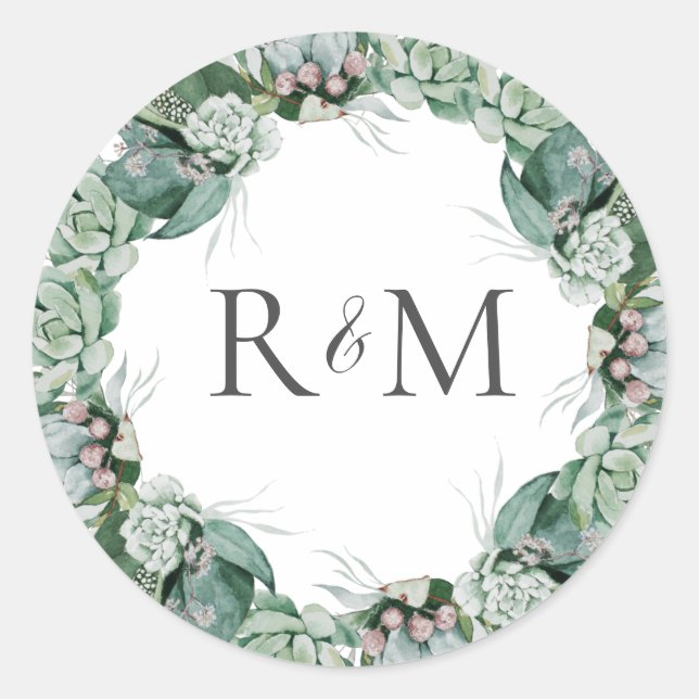 Sticker Rond Une verdure succulente | Phoques d'enveloppes mono (Devant)